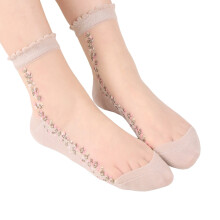 Sheer Socks, Ankle Socks for Women, See Through Socks, Fashion Silk Stockings Solid Color Socks, Breathable Socks for Men, Beige One Size