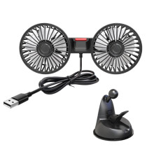 Dual-Head USB Car Fan for Rear Seat Cooling