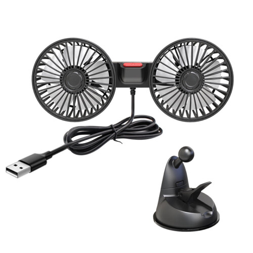 Dual-Head USB Car Fan for Rear Seat Cooling