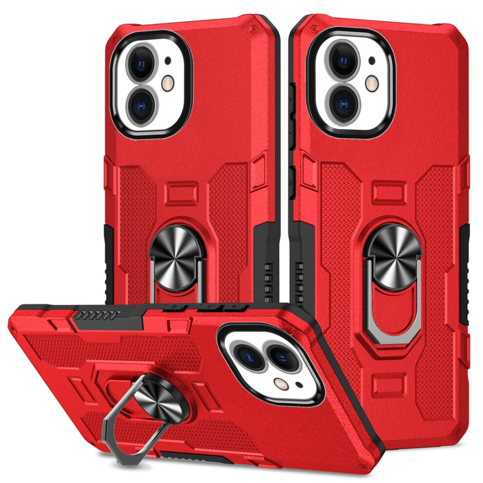 Defender Iphone 12 Case With Ring Holder And Kickstand Red 937196034932