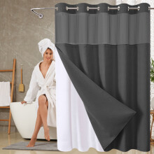 Ensemble rideau de douche et doublure à texture gaufrée 72 po x 74 po avec