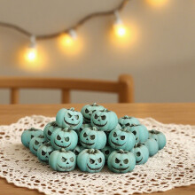 20pcs Green Resin Smiling Pumpkin Figurines for Halloween Decor, Indoor/Outdoor & Bonsai – Compatible with Halloween