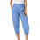 Women's Casual Solid Capris with Pockets Blue Size L 1