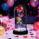 Gold Leaf Rose Glass Dome with LED Lights 1pc 3