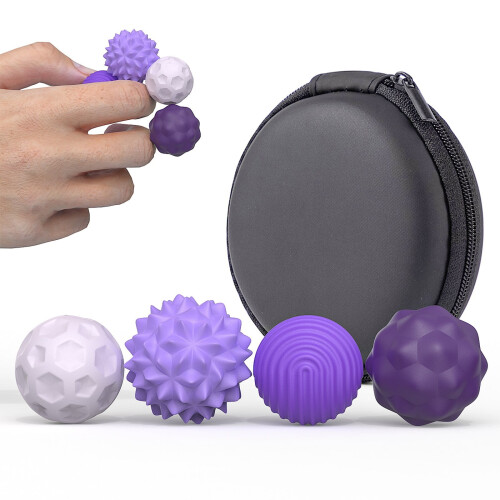 Massage Ball Set Textured Deep Tissue Relief 4-Pack Purple