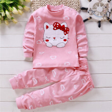 Toddler Girls Cat Print Long Sleeve Top and Pants Set Hot