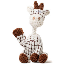 Squeaky Plush Dog Toys – Soft Cotton-Filled Animal Designs for Small/Medium Non-Aggressive Chewers (White Giraffe/Lamb)