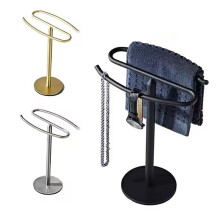 S-Shape Stainless Steel Hand Towel Holder Stand, Free-Standing Rack for Bathroom, Vanity or Kitchen – Holds 2 Towels