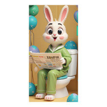 Happy Easter Door Cover 31x79 in, Waterproof Fabric Banner with Eggs & Rabbit, Spring Festive Home Decor
