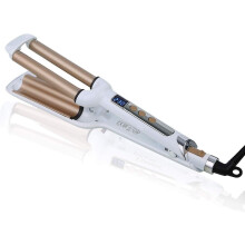 Ceramic 3-Barrel Hair Crimper Iron, 0.6" (16mm), Instant Curls & Waves – Valentine’s Day Gift for Women, Compatible with US Voltage