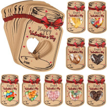 Mason Jar Kids Valentine Cards with Treat Bags 24 pcs