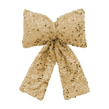 Christmas Bow Ornaments – Gold Sequined Pendants for Tree, Window, Home, Wedding & Party Decor | Reusable Gift Accents