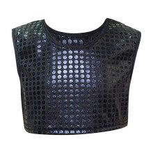 Kids Sequin Crop Top Sleeveless Round Neck Dancewear