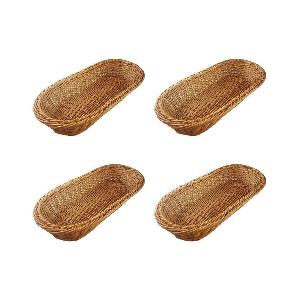 4X Oval Wicker Woven Basket Bread Basket Serving Basket, 14Inch Storage Basket For Food Fruit Cosmetic Storage Tabletop 6032870175766