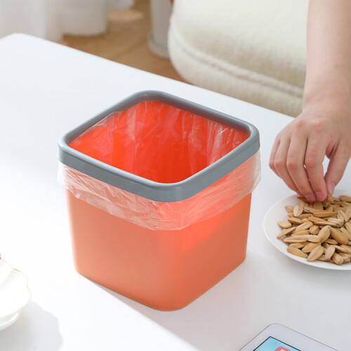 Mini trash can plastic countertop bin with pressure ring