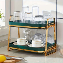 2-Tier Metal Storage Drain Rack – Heavy-Duty Countertop Organizer for Mugs, Cups & Art Supplies, Space-Saving