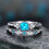 925 Sterling Silver Emerald Ring Set Vintage Style 2 Pieces 3