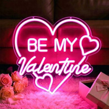 Be My Valentine Neon Sign with Dimmer, Heart LED USB Light – Romantic Valentine’s Day Wall Decor for Bedroom, Proposal, Wedding, Anniversary, Gift