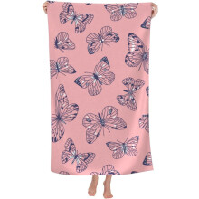 Butterfly Large Beach Towel - Plush Thick Cotton Pool Towel, Adult Beach Towels