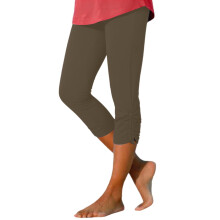 Women's Khaki Capri Leggings Stretchy Knee-Length 1 Pair