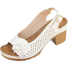 Buckled Square Heel Sandals for Women Dressy, Womens Peep Toe Slingback Low Chunky Heeled Dress Sandals Wedge Shoes