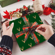 Christmas Wrapping Paper Bulk – 100 Sheets, 27.5x39.3", Glossy Kraft with Snowflake/Deer Print, Holiday Gift Wrap & Party Decor