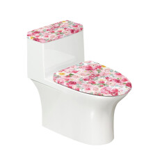 Pink Roses Toilet Seat Cover Set Elastic Washable Reusable