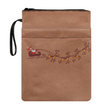 Book Cover Sleeve for Reading Lovers, 11.4 Inch X 8.66 Inch Book Cover Carrying Case with Zipper, Travel Santa Sleigh for Reader