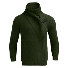 Mens Sweater Men Autumn and Winter Long Sleeved Round Neck Sweater Scarf Two Piece Set Casual Loose and Comfortable Sweater Scarf Accessories