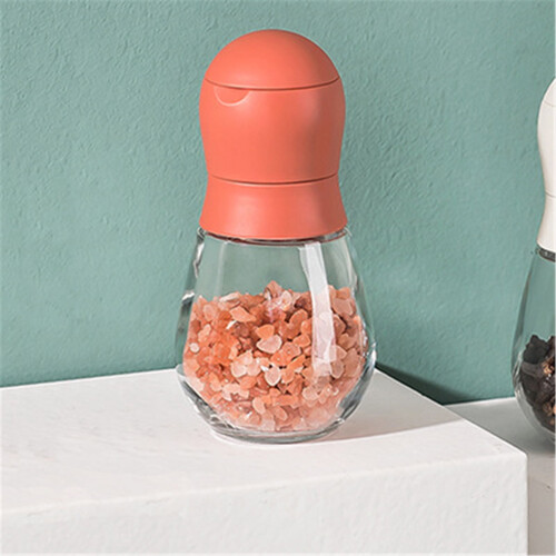 Clear glass pepper grinder with adjustable crank, 1 unit
