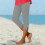 Women's Capri Leggings Grey Knee-Length Workout Compression 1