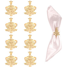 Ronds de serviette de Noël motif sapin doré, 8 pièces