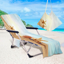 Lounge Chair Towel Cover, Beach Chair Cover Beach Bag with Side Pockets Microfiber Lounge Chair Beach Towel Chair Cover