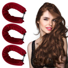 Heatless Overnight Curls Styling Tools - Jumbo Flexi Satin Rods to Sleep in, for All Hair Types (3pcs Rose Red)