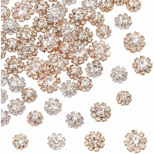 Rhinestone Flatback Buttons Flower Embellishments 60 pcs 4
