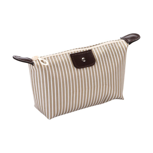 Sminkväska Nylon Randig Beige