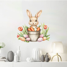 Påske vægklistermærker vintage akvarel kanin æg blomster