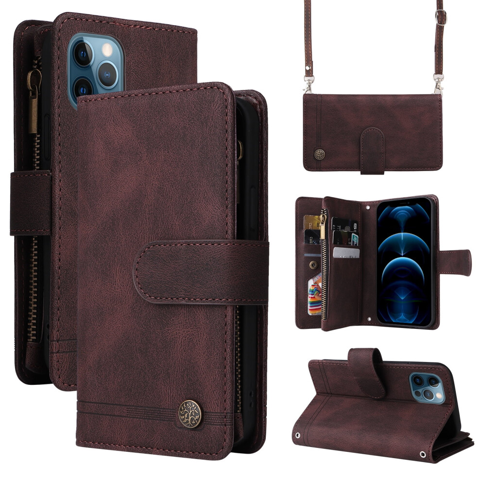 Iphone 12/12 Pro 6.1-Inch Pu Leather Zipper Wallet Case 937196037773