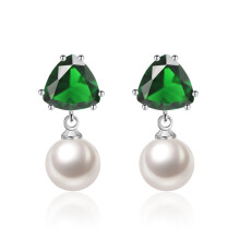 Diamond Earrings for Women Colored Pearl Earrings Triangle Jewelry for Her Birthday Christmas Gifts
