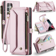 Crossbody Wallet Case for Samsung Galaxy S22 Ultra – RFID Blocking, 10-Card Holder, Zipper Bill Slot, Soft PU Leather, Magnetic Strap