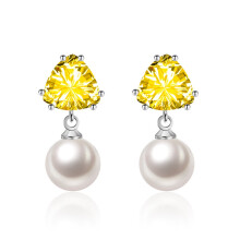 Diamond Earrings for Women Colored Pearl Earrings Triangle Jewelry for Her Birthday Christmas Gifts