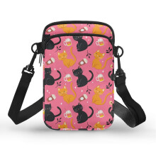 Shoulder Purse for Women Outdoor Travel Daily Use Cats Pattern Crossbody Sling Bag Double-layer