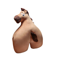 Cartoon Horse Plush Pillow Brown Stuffed Animal