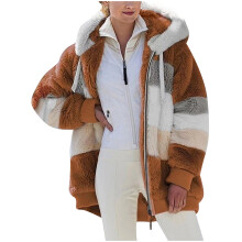 Veste d'hiver chaude Ă capuche en peluche pour femmes grandes tailles