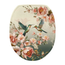 Hummingbird Flower Flannel Toilet Lid Cover – Universal Fit for Elongated, Round & Standard Lids, Compatible with Most Toilets