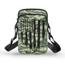 Heart Flag Camo Crossbody Bags Vintage, with Adjustable Strap for Daily Commute or Casual Outings, Travel, Outdoor and Daily Use