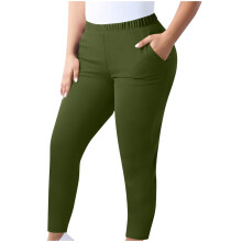 Army Green Plus Size Women's Pants Elastic Waist Ankle