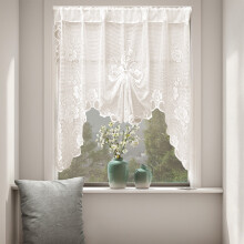 Sheer Lace Curtains Bedroom White Beige Scalloped Floral