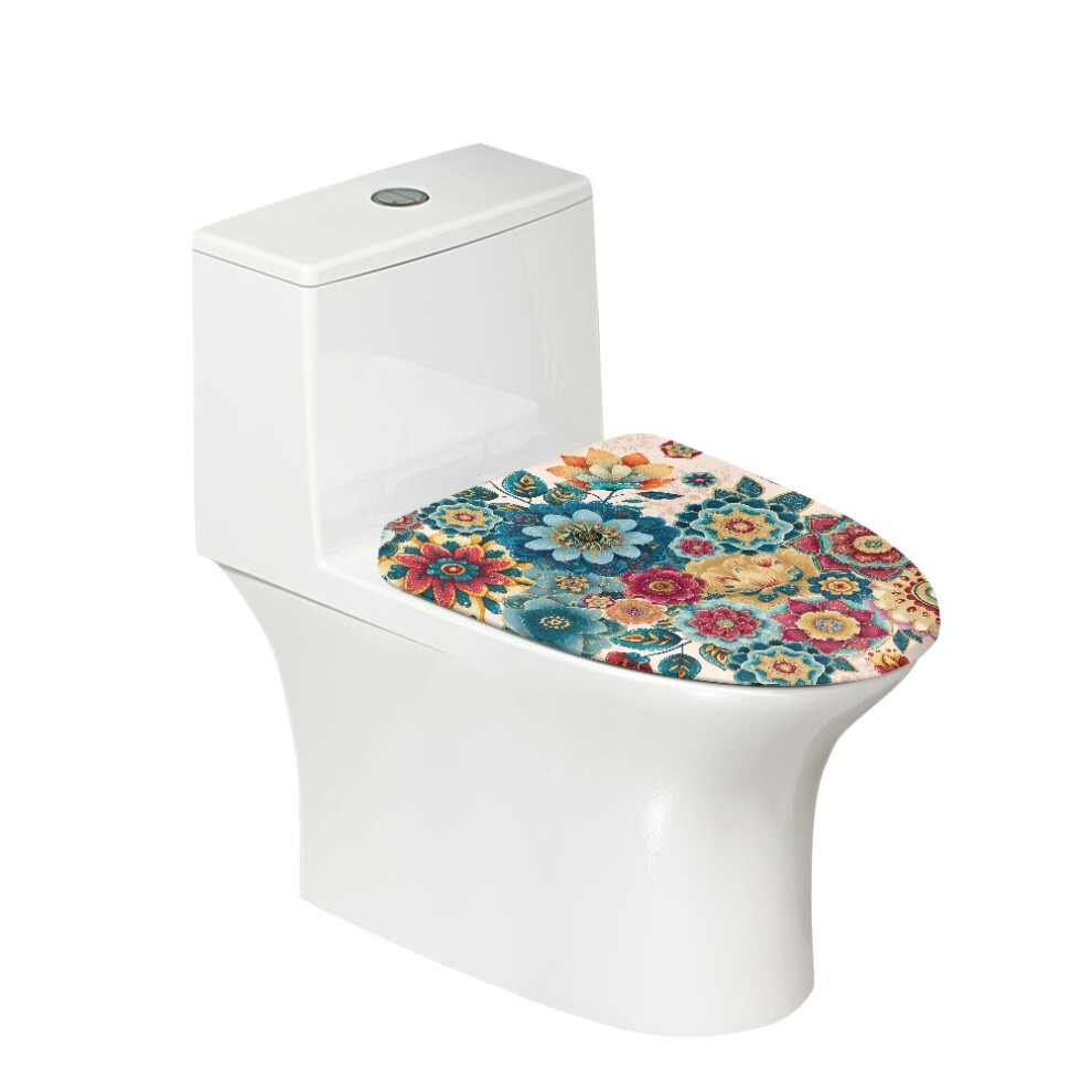 Mandala Flower Print Washable Stretch Toilet Lid Cover 962125723625