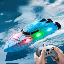 Mini RC Boat with 360 LED Lights 2.4GHz USB Rechargeable